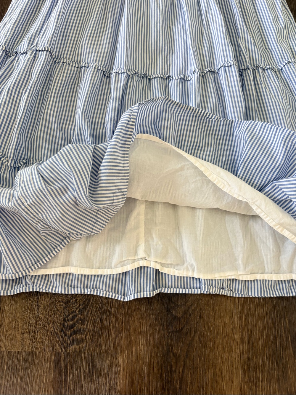 J.Crew Blue White Smocked Cotton Maxi Dress L Floral Cottagecore Beach Summer - Picture 7 of 9